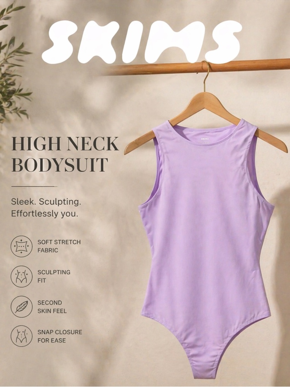 SKIMS Lavender High Neck Sculpting Bodysuit